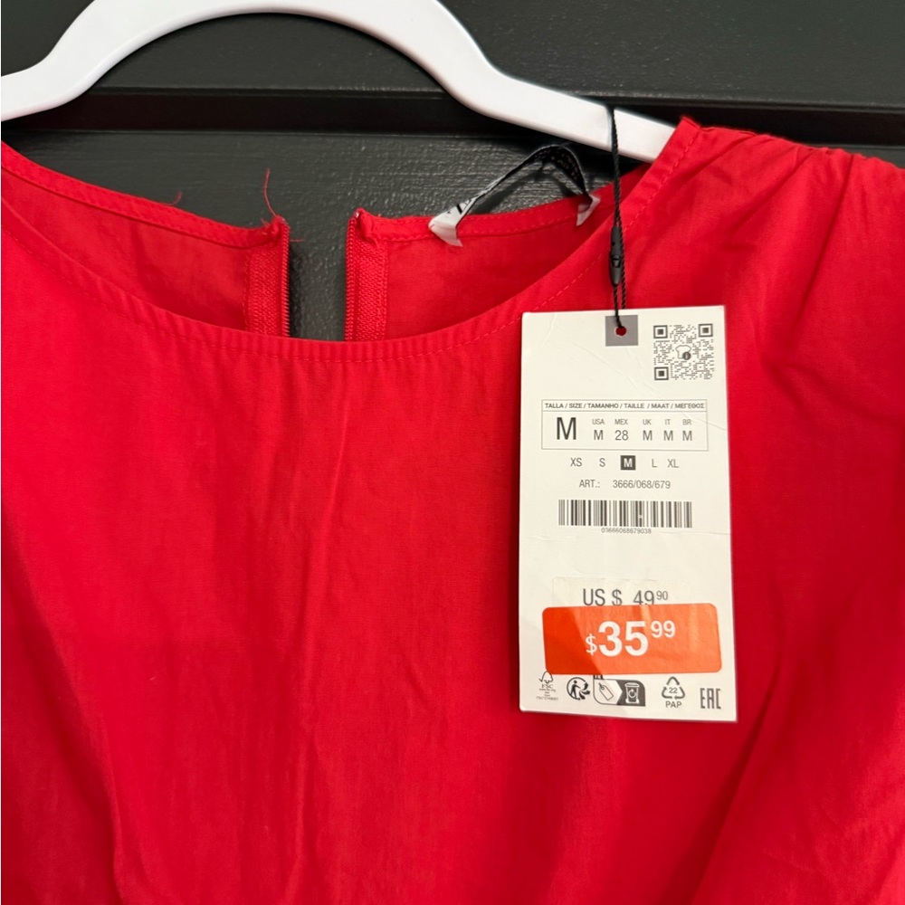 Zara Bold Rouched Red Dress - Picture 2 of 2